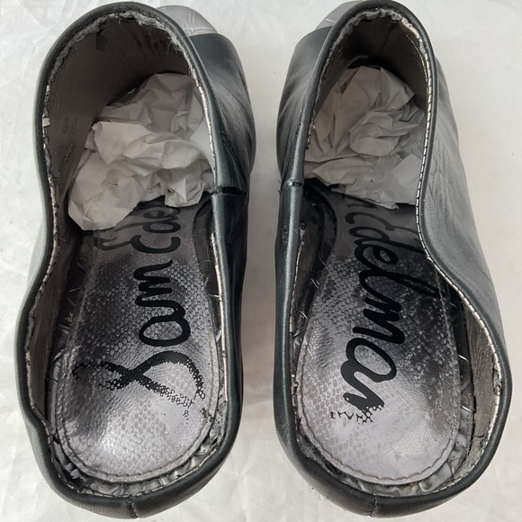 Sam Edelman Kylie Wedge Mules Black Leather Peep Toe Heels Women’s Size 7.5 - Picture 6 of 14